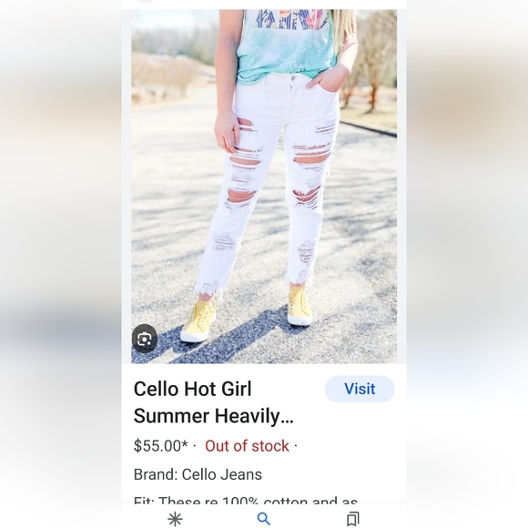 COPY - Cello Hot Girl Summer Heavily Distressed Cropped White Jeans NWT - Picture 9 of 11